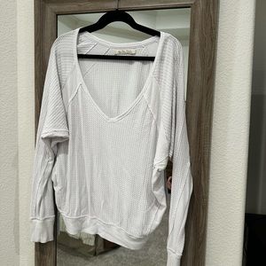 We the People white thermal material sweater